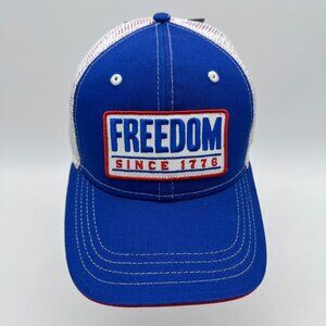 Buck Wear Freedom Since 1776 Patch Mesh Snapback Structured Cap OSFM, Blue/White